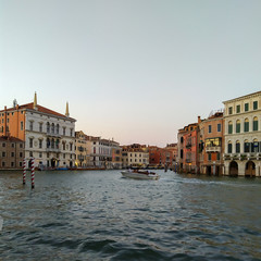 Fototapeta na wymiar Venice, Italy. Cityscape with a wide canal and traditional houses