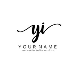 Handwriting Y I YI initial logo template vector