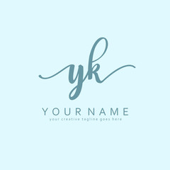 Handwriting Y K YK initial logo template vector