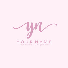 Handwriting Y N YN initial logo template vector