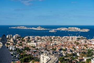 view on marseille city from notre dame de la garde church, france