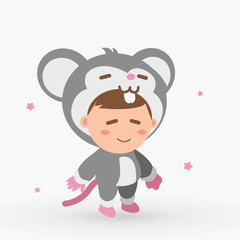 Cute Baby Rat Character Vector - Stand