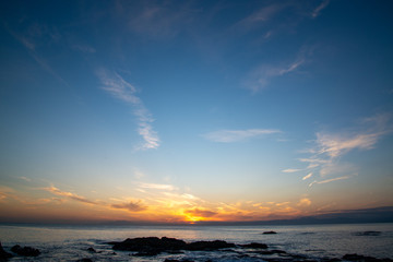夕焼けと水平線
