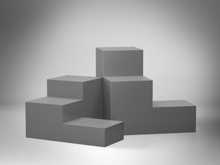 Naklejka premium Gray pedestal for display,Platform for design,Blank product stand,clean background.3D rendering