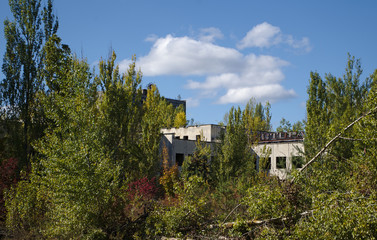 Fototapeta na wymiar Chernobyl buildings in Pripyat