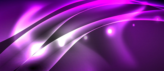 Glossy glowing neon light wave background