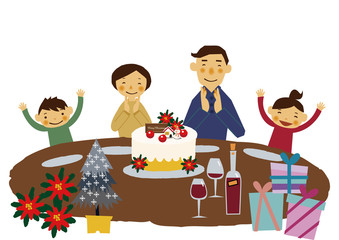 クリスマスパーティ。 クリスマスを祝う家族。