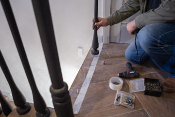 Making a wooden staircase in a private house.