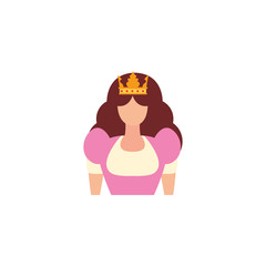 queen with crown antique medieval flat design