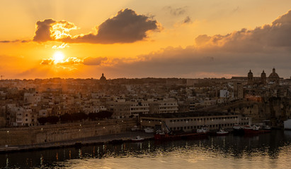 view on the old city center of valetta on malta island