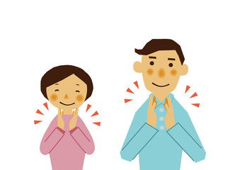 喜ぶ人。おめでとうを言う男性と女性。 お祝いの為のイラスト。 人物のイラスト素材。