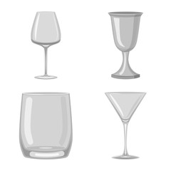 Vector illustration of capacity and glassware sign. Set of capacity and restaurant vector icon for stock.