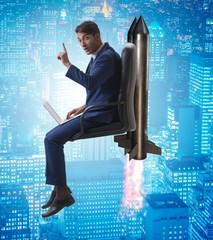 Businessman in career progression concept