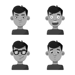 Vector design of face and boy symbol. Collection of face and feeling vector icon for stock.