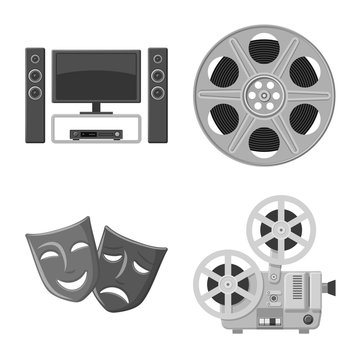 Vector design of cinematography and studio sign. Set of cinematography and filming vector icon for stock.