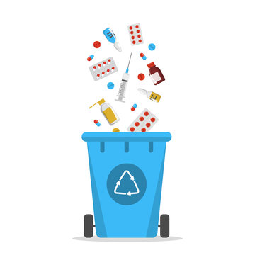 Recycle bin for the expired drugs vector isolated