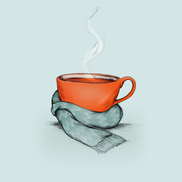 Gef&uuml;llte Teetasse mit Schal