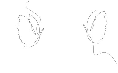 Butterfly fly line drawing, vector illustration
