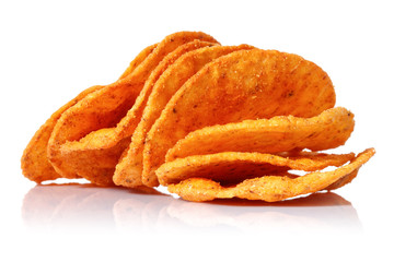 Corn chips isolated on white background