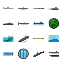 Isolated object of boat and navy symbol. Set of boat and deep vector icon for stock.