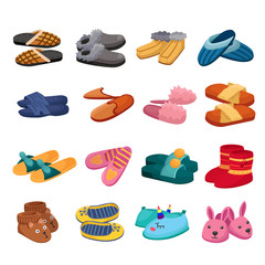House slipper cartoon vector set icon. Isolated cartoon icon slipper and shoes.Vector illustration summer and spa shoe. - obrazy, fototapety, plakaty