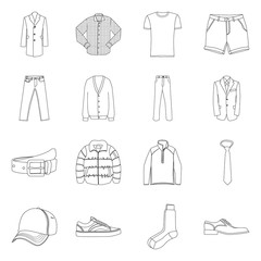 Fototapeta premium Vector design of man and clothing icon. Collection of man and wear vector icon for stock.