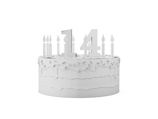 White Papercraft Birtday Cake number 14