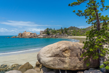 the paradisiacal beach with blue water of Magnetic Island in the northwest of Australia