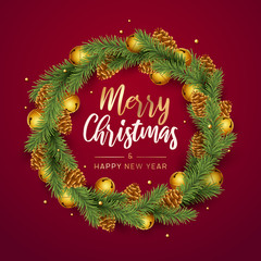 Fototapeta na wymiar Merry Christmas and happy new year background. Vector illustration with Christmas elements