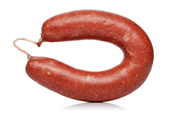 Ring sausage isolated on white background - obrazy, fototapety, plakaty