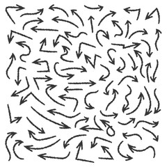 Set of vector hand drawn arrows isolated.