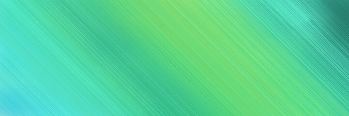 abstract colorful horizontal business banner background with diagonal lines and medium aqua marine, turquoise and teal blue colors and space for text and image
