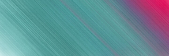 abstract colorful horizontal presentation banner background with diagonal lines and cadet blue, moderate pink and pastel blue colors and space for text and image