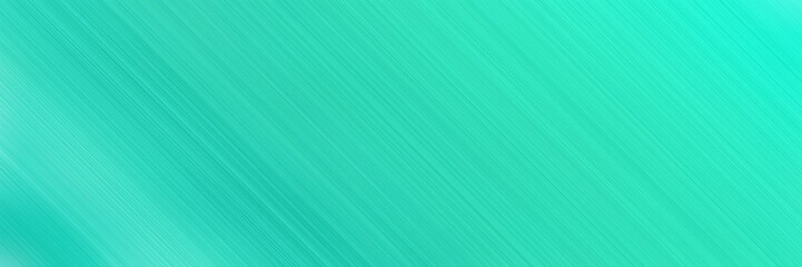 abstract colorful horizontal advertising banner design with diagonal lines and turquoise, aqua marine and light sea green colors and space for text and image