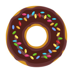 Chocolate doughnut vector icon.Cartoon vector icon isolated on white background chocolate doughnut.