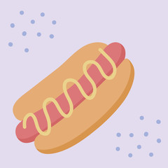 Hot Dog. Hand drawn illustration. Fast food