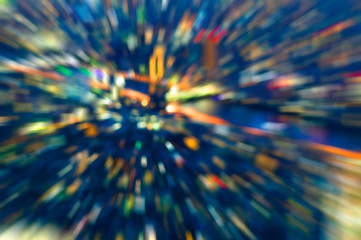 Abstract motion zoom to city night light background