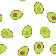 Seamless pattern of vector avocados