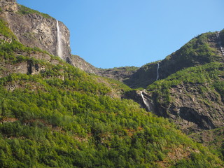 Fototapeta na wymiar Nærøy Fjord Gudvangen Viking Village Norway Waterfall