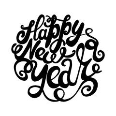 Happy 2020 New Year, vector lettering Greeting Card design circle text frame on shadows. For web banners, greeting cards, t-shirts