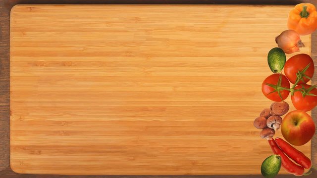 Nutrition Vegetables On Cutting Board Background Slide 1 With Alpha Channel HD