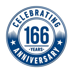 166 years anniversary celebration logo template. Vector and illustration.