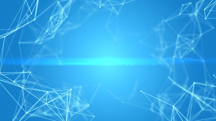 Abstract illustration background motion wallpaper backdrop with bright shiny glow line dot star of business innovation ai futuristic network security communication concept with flickering light flare