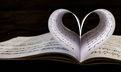 Heart shaped sheet music book