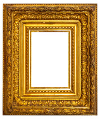 Gold vintage beautiful picture frame isolated on white background