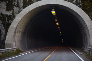 Mountain road in Norway, tunnel entrance