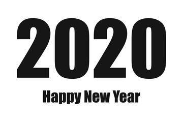 2020 happy new year logo design. Vector illustration with black holiday label isolated on white background.