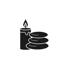 candle with spa stones silhouette style icon