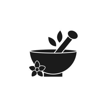 black mortar and pestle with flower clip art preview
