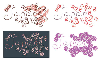 Japan sakura flowers sketch with watercolor grunge vector illustration © Svet105